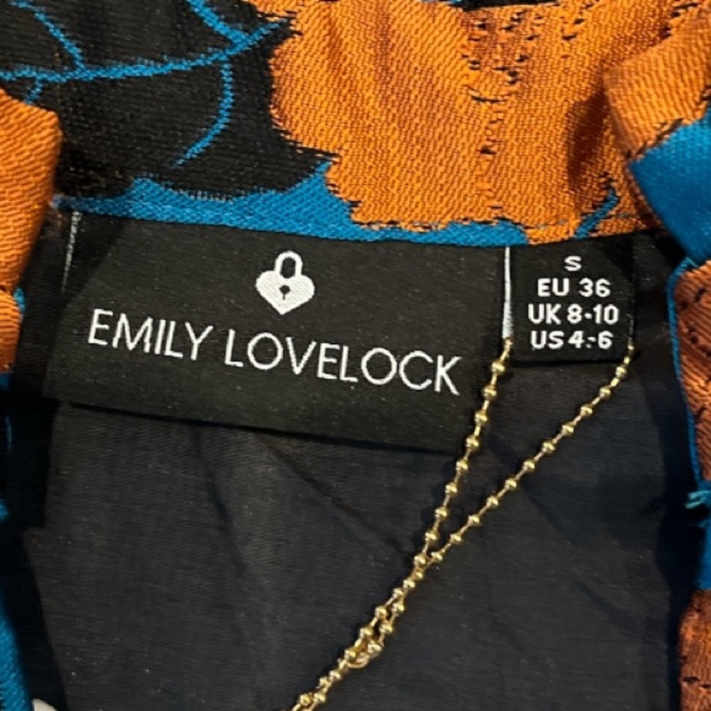 Emily Lovelock New Small Blue and Orange Floral Dress - Picture 12 of 13